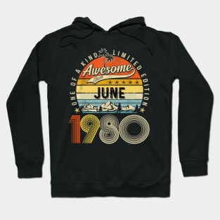 Awesome Since June 1980 Vintage 43rd Birthday Hoodie